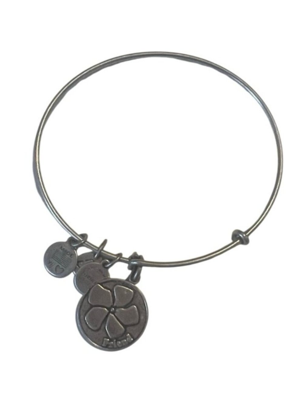 Alex and Ani Friend Silver Charm Dangle Bangle Adjustable Bracelet